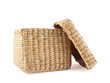 Box shaped wicker basket isolated