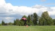 Cute Asian Girl Doing Cartwheels