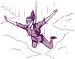 Vector: Parachuting girl Parachuting girl