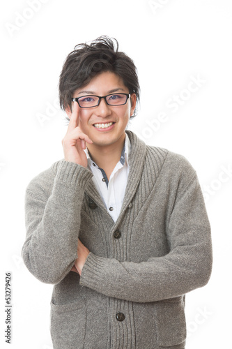 Photo: 眼鏡を掛けた男性 笑顔 眼鏡を掛けた男性 笑顔