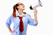 Photo: Young funny woman in red glasses Young funny woman in red glasses
