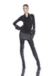 Full length beautiful fashion woman in gloves posing