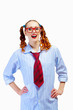 Teenager girl in red glasses