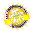 Icon Button Our Summer Sales with Sun Background