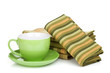 Foto: Coffee cups and kitchen towels Coffee cups and kitchen towels