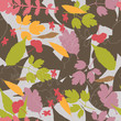 Seamless Natural Background with different leaves