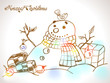 Christmas Card for xmas design with hand drawn snowman