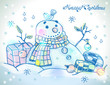 Christmas Card for xmas design with snowman
