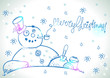 Christmas Card for xmas design with hand drawn snowman