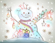 Christmas Card for xmas design with Snowman