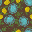 Vector pattern with flowers drawn in thin lines