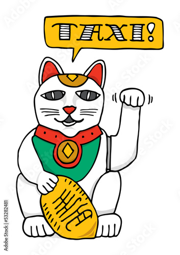 Illustration: Fortune cat calling a cab Fortune cat calling a cab