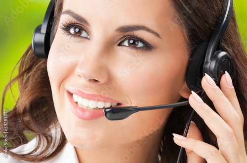 Photo: Support phone operator in headset Support phone operator in headset
