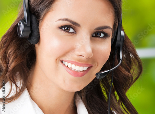 Photo: Support phone operator in headset Support phone operator in headset