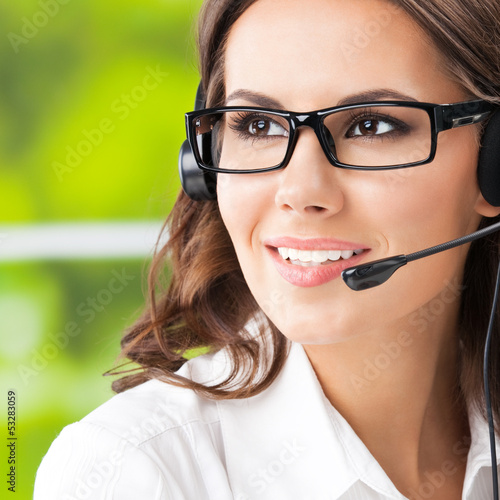 Photo: Support phone operator in headset Support phone operator in headset