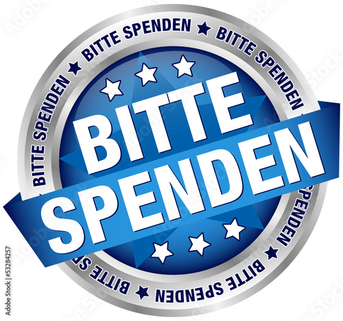 Vector: Button Banner "Bitte spenden" blau/silber Button Banner "Bitte spenden" blau/silber