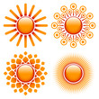 canvas print picture - Set 4 Orange/Red Suns