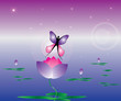 Abstract background with butterfly and lotus flower
