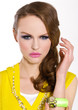 Close up glamour girl with bright make-up-and bracelet , Jewelry