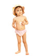 Toddler girl using sunscreen cream