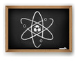 Atom draw on chalk board. Vector