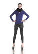 full body fashion woman with scarf posing in studio