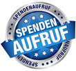 Vektor: Button Banner "Spendenaufruf" blau/silber Button Banner "Spendenaufruf" blau/silber
