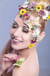 Photo: beauty woman with butterfly on shoulder beauty woman with butterfly on shoulder