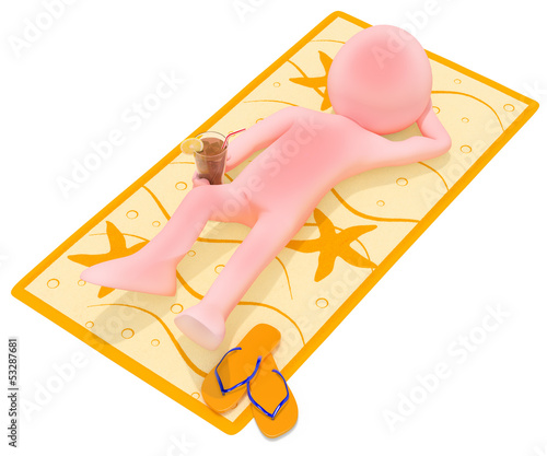 Illustration: 3D white people. Sunburned in the beach 3D white people. Sunburned in the beach
