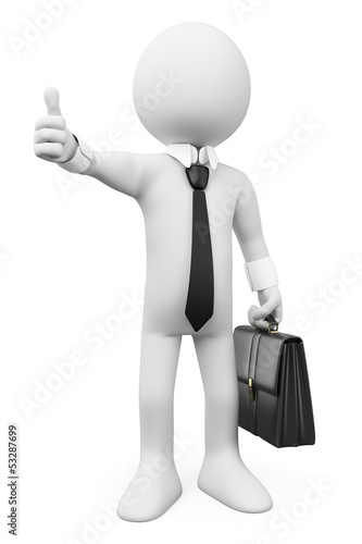 Illustration: 3D white people. Businessman thumb up 3D white people. Businessman thumb up