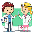 Doctor Kids. Kids playing to be a doctors. Vector EPS8 file.