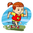 A little girl do running exercise. Vector EPS8 file.