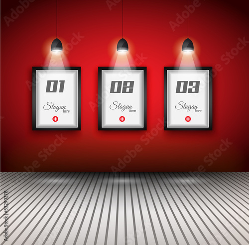 Vector: Original Infographics - Interior art gallery with 3 solutions Original Infographics - Interior art gallery with 3 solutions
