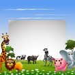 funny animal cartoon collection with blank sign