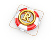 Lifebuoy and R symbol.