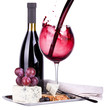 red wine assortment of grapes and cheese