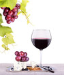 red wine assortment of grapes and cheese