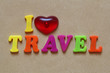 i love travel sign on carton background