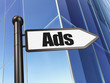 Illustration: Marketing concept: Ads on Building background Marketing concept: Ads on Building background
