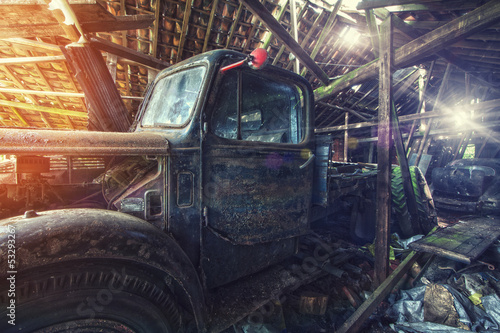 Photo: abandoned truck in barn abandoned truck in barn