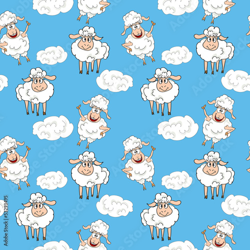 Vector: Funny sheep seamless pattern Funny sheep seamless pattern