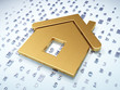 Illustration: Protection concept: Golden Home on digital background Protection concept: Golden Home on digital background