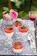 Photo: Summer fruit dessert on garden table Summer fruit dessert on garden table