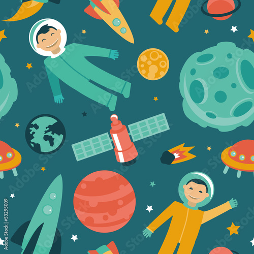 Vector: Vector seamless pattern with space and planets Vector seamless pattern with space and planets