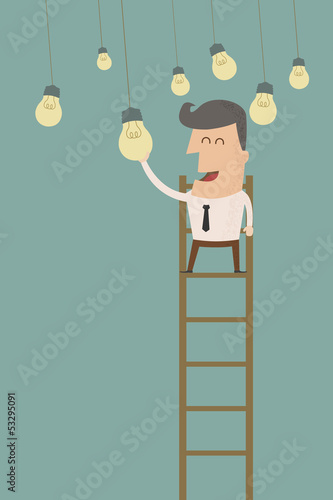 Vector: business man catching a light bulb , eps10 vector format business man catching a light bulb , eps10 vector format