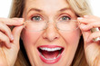Photo: Beautiful senior woman wearing eyeglasses. Beautiful senior woman wearing eyeglasses.
