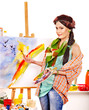 Female artist at work.