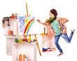 Female artist at work.
