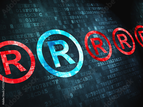 Illustration: Law concept: Registered on digital background Law concept: Registered on digital background