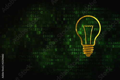 Illustration: Business concept: Light Bulb on digital background Business concept: Light Bulb on digital background